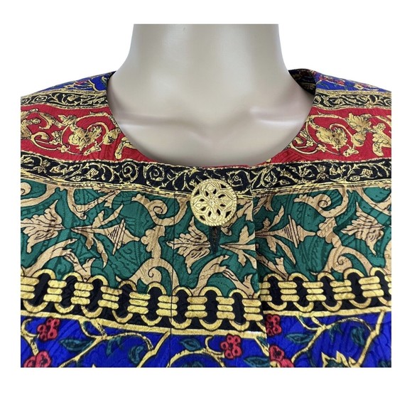 Vtg Talbot Petites 100% Silk Jacket Colorful Floral Print Button Front Sz 14 - Picture 3 of 8